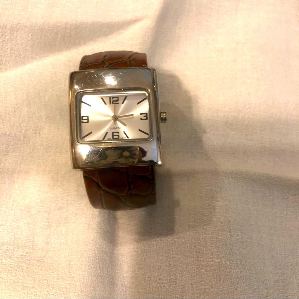 Ladies Brown Faux Alligator Bracelet Watch